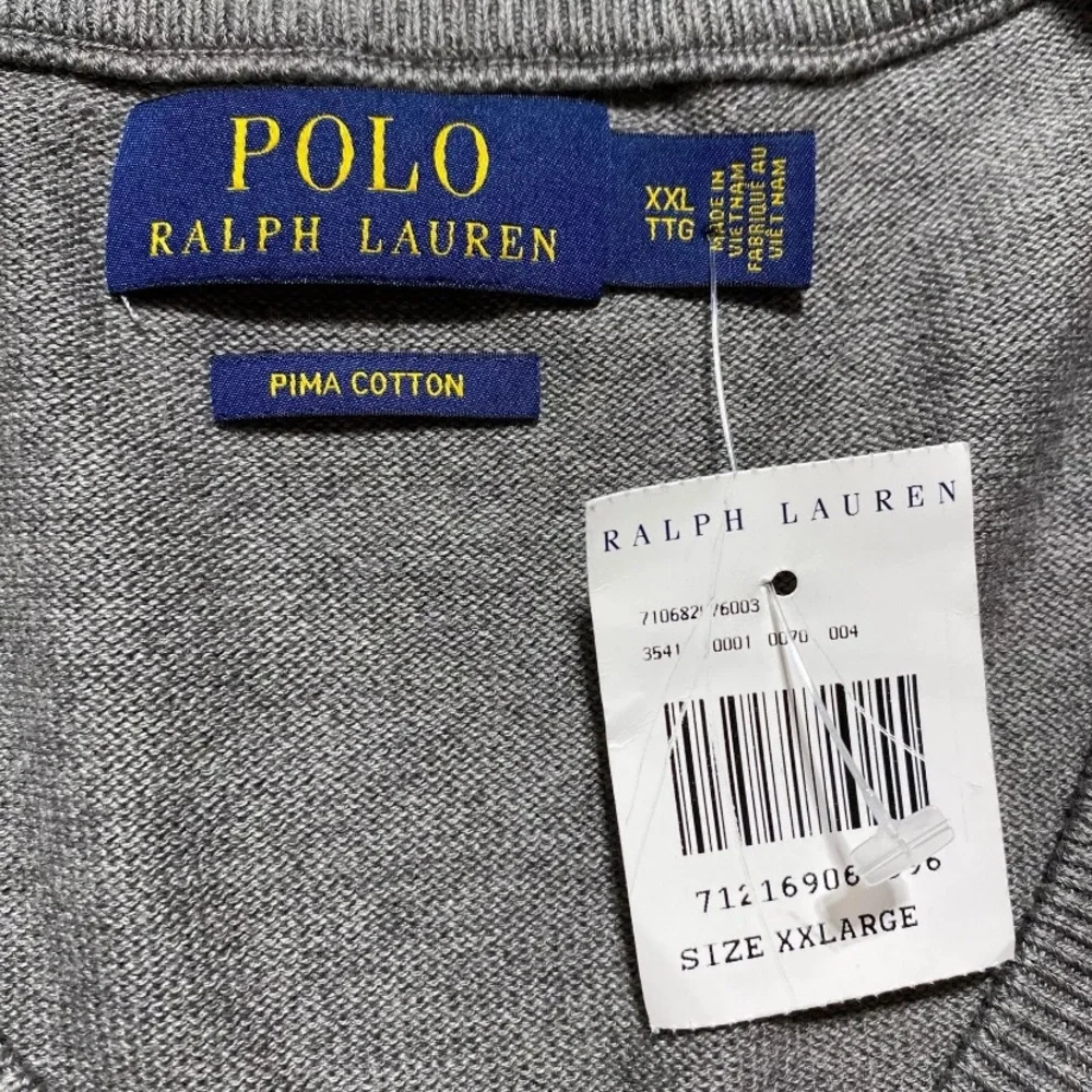 Polo Ralph Lauren Men’s Pima Cotton V-Neck‎ Long Sleeve Sweater Gray Size XXL